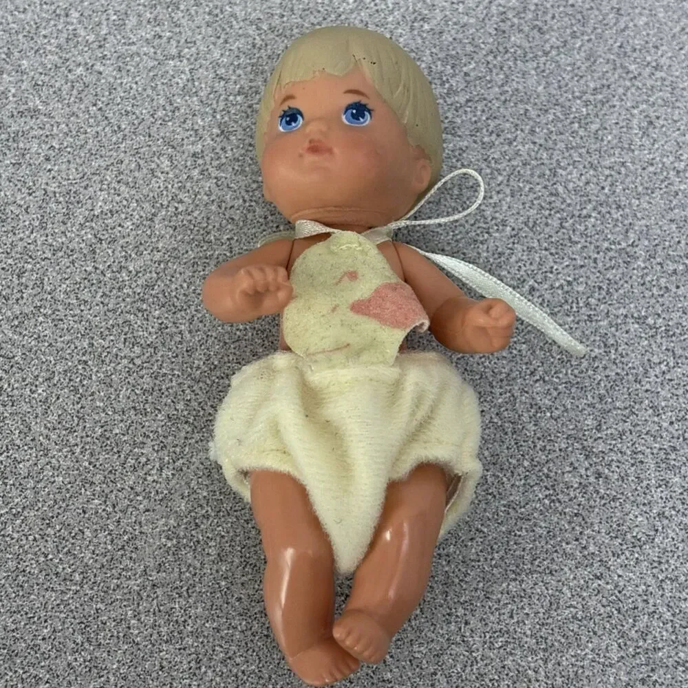 Vintage Mattel Barbie Tommy Doll, 4.5”, Blonde. Diaper,  2 Novelty One Piece Set